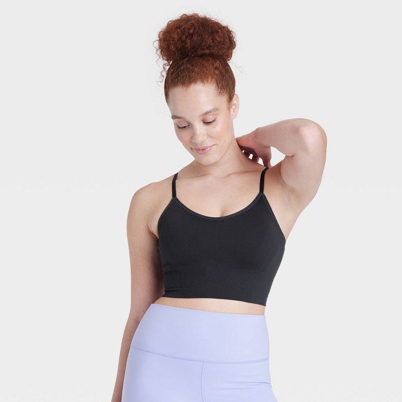 Women's Seamless Medium Support Cami Longline Sports Bra - All In Motion™, 3 of 8