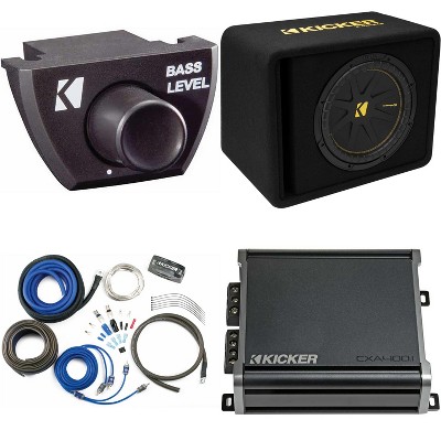 Kicker 12 Inch Comp Bass Package 50VCWC122 with CXA4001, Bass Knob and amp wire kit