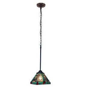 Chloe Lighting Innes Tiffany-Style Dark Bronze 1 Light Mini Pendant 8" Wide - 1 of 4