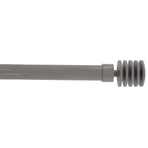 Evideco French Home Goods Adjustable Single Curtain Rod 50"-82" with Layered Disc Finials and Brackets, Available in Taupe or Gray - 1 of 4