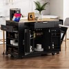 Ridstar 48.5 in. W 5-Wheel Mobile Kitchen Island with Trash Bin Storage Cabinet, Internal Shelving & 3 Drawers-Black - 3 of 4