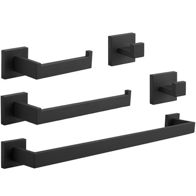 BWE 5-Piece Bath Hardware Set with Towel Bar, 2 Towel Hook,Toilet Paper Holder and Towel Ring