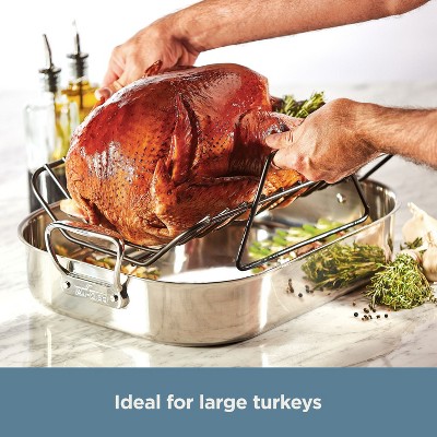 16-Inch Stainless Steel Non-Stick Roasting Pan with Rack