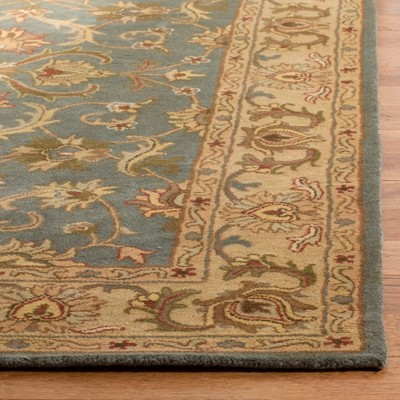 Hand-Tufted Blue and Beige Wool Rectangular Area Rug 5' x 8'