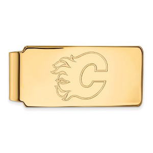 Black Bow Jewelry 14k Yellow Gold Calgary Flames NHL Money Clip - 1 of 3
