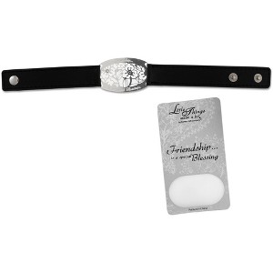 Pavilion Gift Company - Friendship Bracelet - 8.5" x 0.75" Black Leather - Bracelets - 1 of 3