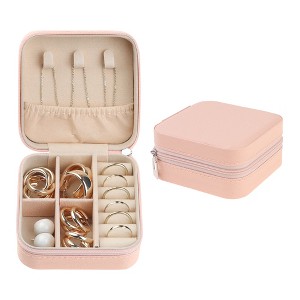 Unique Bargains Mini Portable PU Leather Travel Storage Display Holder Jewelry Box for Women and Girls Gifts - 1 of 4