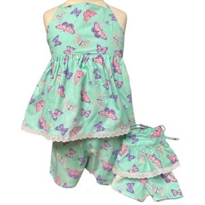 Doll Clothes Superstore Handmade Matching Summer Shorts Set for Child Size 3 with Coordinating Outfit for Dolls of Various Sizes - 1 of 3
