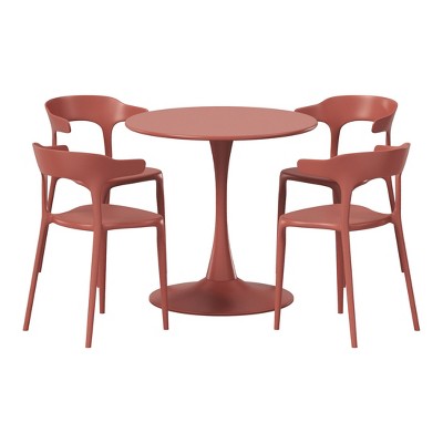 WestinTrends Playa 5-Piece Outdoor Metal Patio Dining Table Set With Stackable Patio Chairs