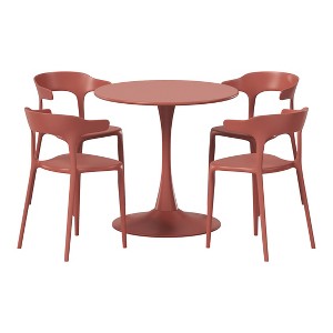 WestinTrends Playa 5-Piece Outdoor Metal Patio Dining Table Set With Stackable Patio Chairs - 1 of 4