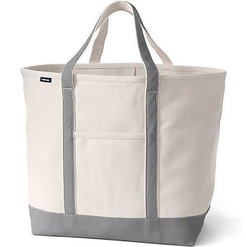 Lands' End Extra Large Natural 5 Pocket Open Top Canvas Tote Bag ...