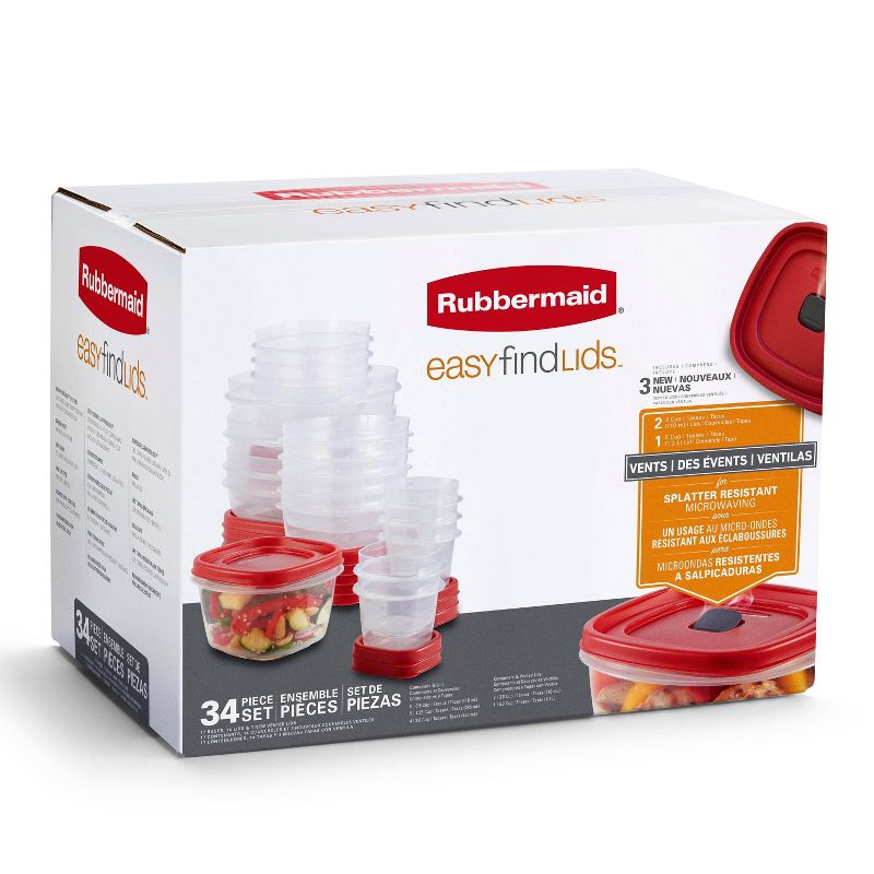 Rubbermaid 34pc Plastic Food Storage Container Set, 3 of 6