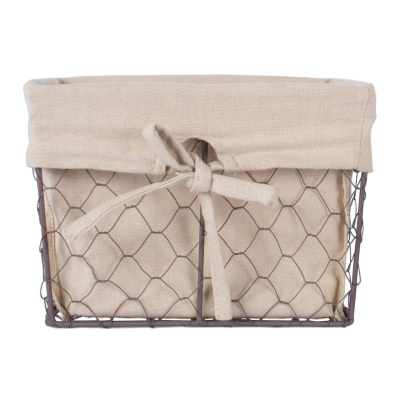 Design Imports Set of 5 Rustic Bronze Chicken Wire Natural Liner Baskets, 4 of 8