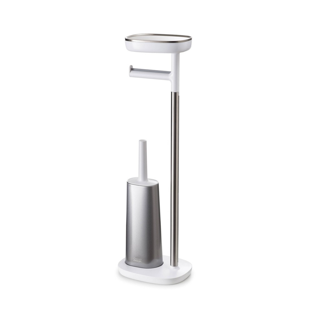 Joseph Joseph Easystore Plus Standing Toilet Paper Holder with Flex Steel Toilet Brush