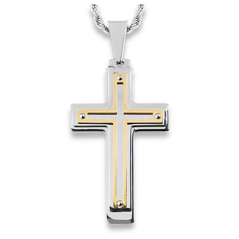 Two tone deals gold cross pendant