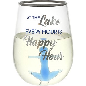 Pavilion Gift Company - Happy Hour - Anchor - 19 oz. Stemless Wine Glass with 3-D Figurine - Drinkware - 1 of 4