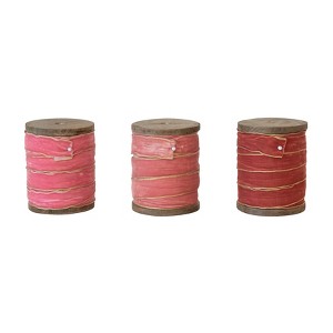 Storied Home Velvet Ribbon with Metallic Edges on Wood Spool, Multicolor, Set of 3 - 1 of 1