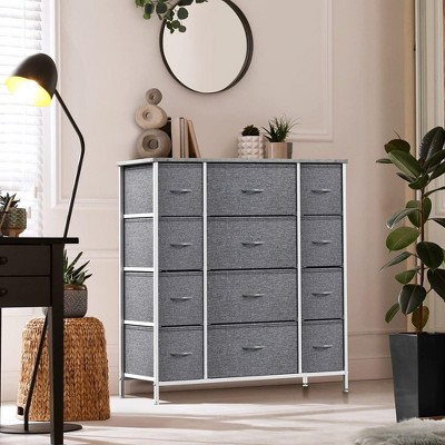 Gray 12-Drawer Nursery Dresser with Soft Close Drawers
