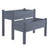Okak Elevated Wooden 2-Tier Raised Garden Bed, 34"x34"x28" Outdoor Planter Box with Legs for Vegetables, Herbs, Flowers - 3 of 4