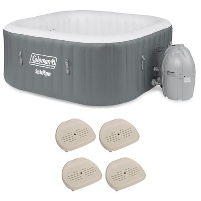 Coleman SaluSpa 4 Person Portable Inflatable Hot Tub and 4 Intex PureSpa Seats
