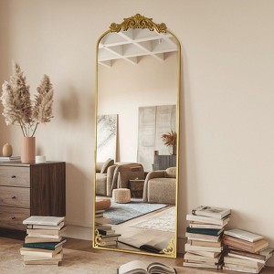 65"x22"  Arched Full Length Mirror Metal Vintage Mirror Baroque Style,Antique Gold - 1 of 4