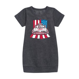 - Hot Wheels - USA Stripes Graphic Short Sleeve Fleece Dress - 1 of 3