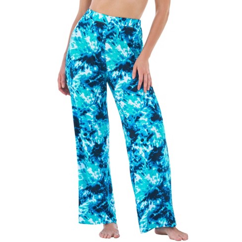 Swim 365 Women's Plus Size Wide-leg Cover Up Pant, 30/32 - Multi Watercolor  Tie Dye : Target