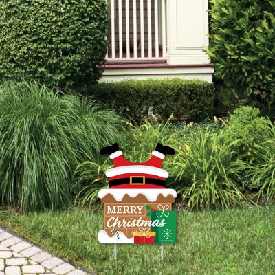 Big Dot of Happiness Santa Claus Stuck in Chimney - Outdoor Lawn Sign - Funny Christmas Yard Sign - 1 Piece