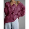 BLUEMING Womens Fuzzy Cardigans Casual V Neck Long Sleeve Button Knit Sweaters Spring Soft Sweater Coats - 2 of 4