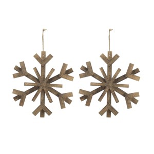 SEVOBAL Party Decorations and Accessories Large Fir Wood Snowflake Ornaments Set of 2 for Christmas Tree Holiday Wall Art, Brown, 17.7"*0.8"*17.7" - 1 of 4