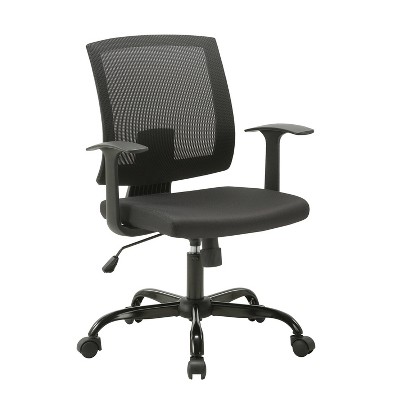24/7 Shop At Home Set of 2 Sem Task Office Chairs Black: Ergonomic Mesh, Adjustable, with Casters