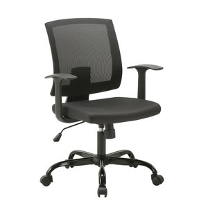 24/7 Shop At Home Set of 2 Sem Task Office Chairs Black: Ergonomic Mesh, Adjustable, with Casters - 1 of 4