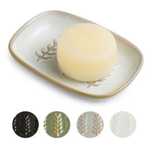 Aoibox Ceramic Soap Dish for Shower, Bar Cleaner Dish for Bathroom Kitchen Sink, Soap Saver Tray for Sponge or Shampoo, Easy to Clean - 1 of 4