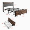 FURNIinspire Beds Vintage Full Bed Frame Queen Bed Frame with Storage Headboard, 2 Drawers, No Box Spring Needed, Brown, 81.18"*54.48"*38.78" - 3 of 4