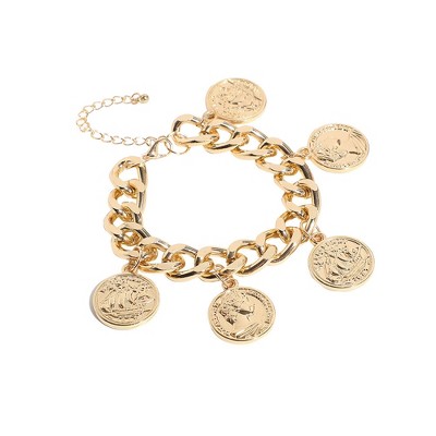 SOHI Women's California Gold Coin Charm Bracelet