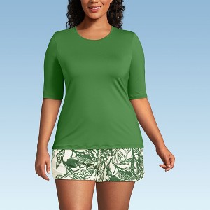 Lands' End Women's SunShade UPF 50 Elbow Sleeve Relaxed Rash Guard - 1 of 3
