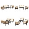 4-Piece Outdoor Seating Set, PE Wicker Woven Conversation Set with Glass Coffee Table, Chair with Iron Frame and Foam Cushions-Cuddlewood - 4 of 4