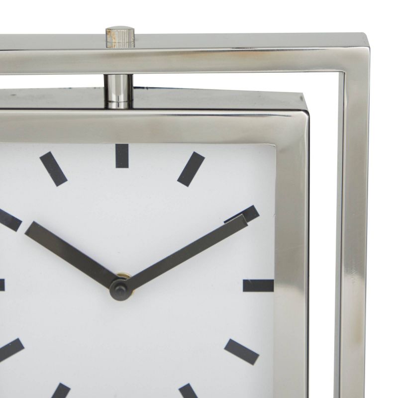 10&#34;x9&#34; Stainless Steel Clock with Black Base Silver - Olivia &#38; May, 4 of 7