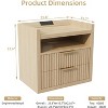 Furnulem Fluted Nightstands with Charging Station 24" Wide Nightstand with 2 Drawers Mid Century Side Table Natural Wooden End Table with Open Shelves - 3 of 4