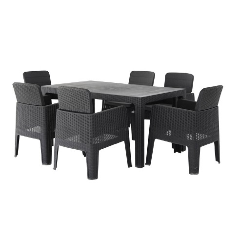 Black rattan garden dining furniture hot sale