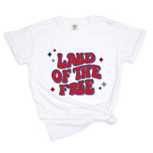 Simply Sage Market Land Of The Free Retro Garment Dyed Tee - M - White - 1 of 4