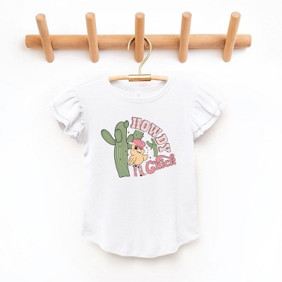 The Juniper Shop Howdy Chick Toddler Flutter Sleeve Tee