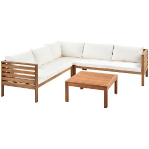 YOOCOZZ Wooden Outdoor Sofa Set with Cushions - 1 of 4