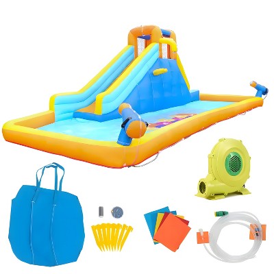 SKONYON  Bounce House Inflatable Water Slide Park Kids Splash Pool Bounce House with 450W Blower