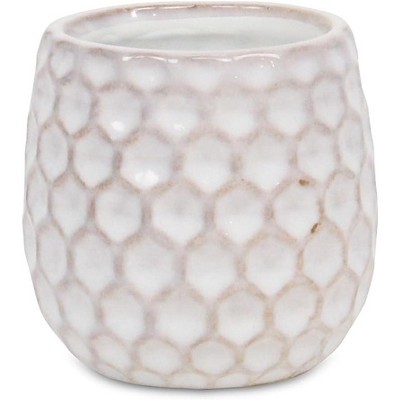 Cheung's Farrier Hexagon Pattern White Ceramic Pot - Small