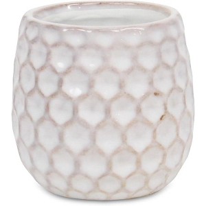 Cheung's Farrier Hexagon Pattern White Ceramic Pot - Small - 1 of 3