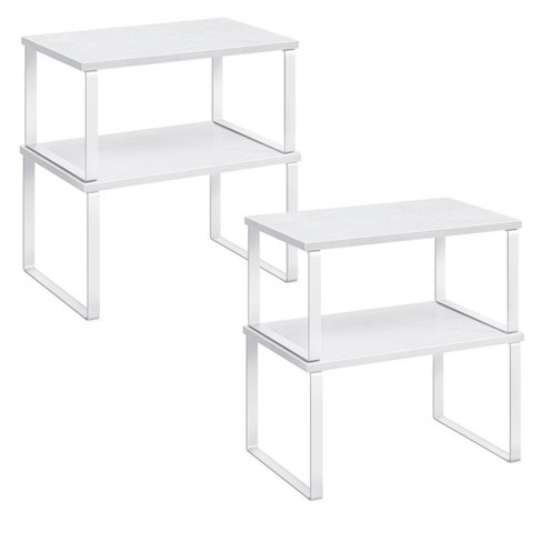 Songmics Cabinet Organizer Shelf, Set Of 4 Kitchen Counter Shelves, Kitchen Storage, Spice Rack, Stackable, Expandable, Metal And Engineered Wood