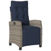 vidaXL Reclining Patio Chairs with Footrest - Set of 2, Adjustable Poly Rattan Loungers, Weather-Resistant & UV-Protected, Easy Clean, Navy Cushions - 2 of 4