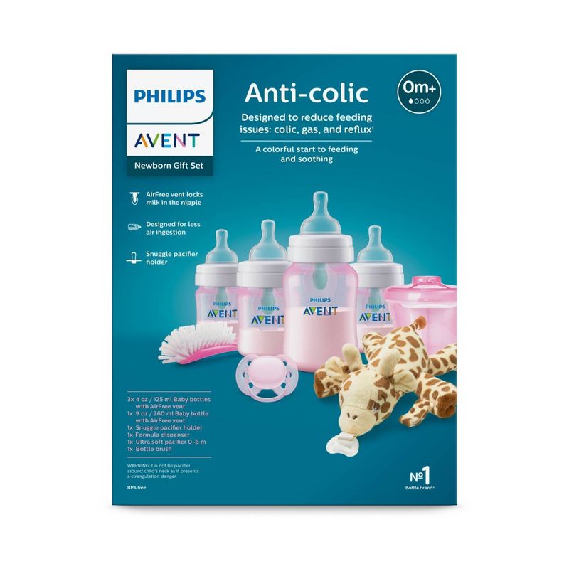 Philips Avent Anti-Colic Baby Bottle with AirFree Vent Newborn Gift Set with Snuggle - Pink - 8pc, 3 of 16