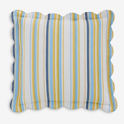 BrylaneHome Florence Euro Sham - Euro, Sky Blue Stripe